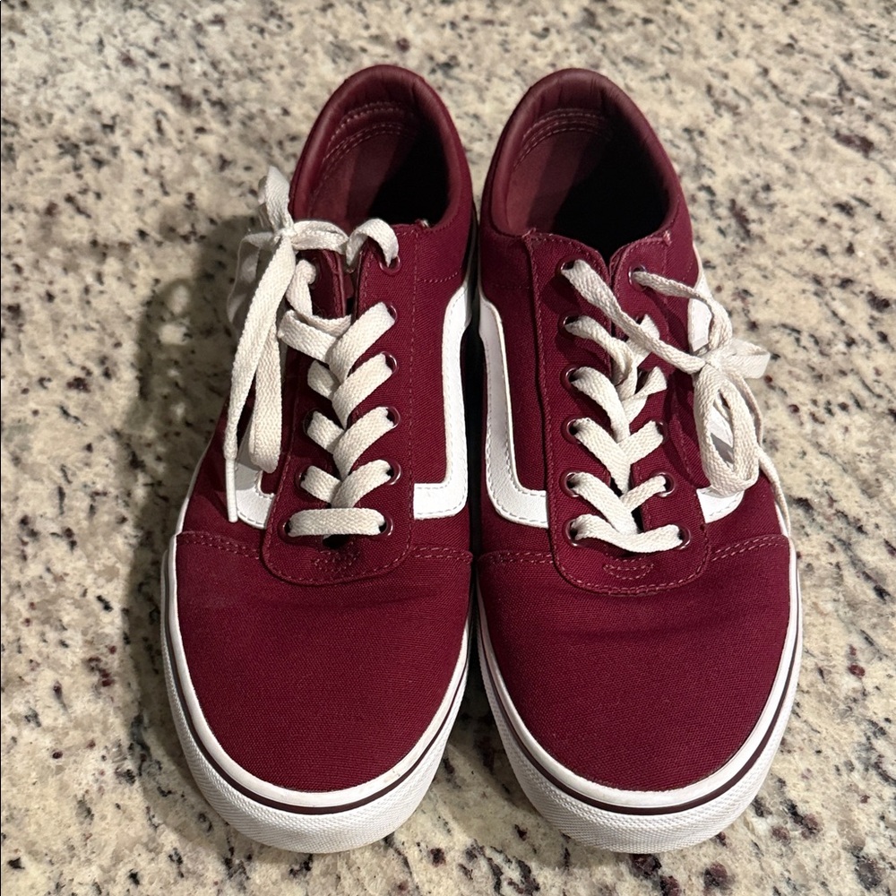 Vans Old Skool Burgundy Canvas Sneakers with White Stripe